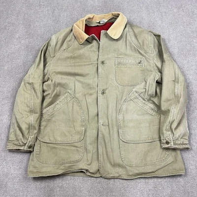 Vintage 90s LL Bean HBT Chore Coat Barn Jacket Mens 2XL Wool Lined Herringbone - Image 1 of 4