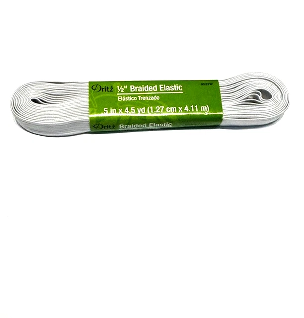 Dritz trenzado elástico, 1/2 pulgada x4,5 yardas, blanco Foto 1 de 1