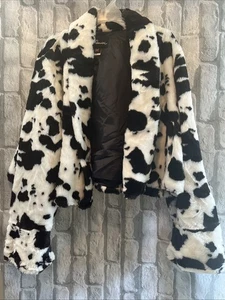 Vintage Maria Dionisiou Cow Print Made in USA Faux Fur Cropped Jacket - Bild 1 von 14