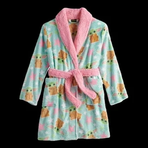Star Wars Mandalorian Baby Yoda Kids Robe Size 6 Girls Grogu Gown Sleepwear - Picture 1 of 6