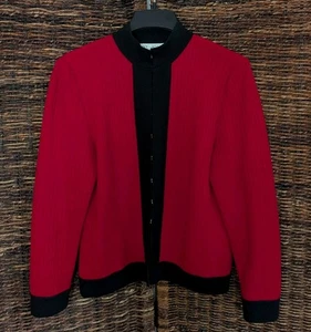 St. John Collection by Marie graue Strickjacke Pullover Jacke 10 rot Santana Strick - Bild 1 von 8