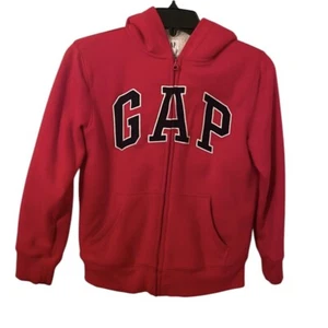 GAP KIDS | Boys Red/Navy Text Logo Sherpa Warm Zip Up Jacket Size M - Picture 1 of 8