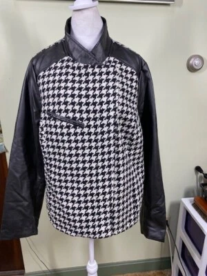 a.n.a. Chaqueta Blazer A New Approach Pata de Gallo 2X Mezcla Lana Imitación Cuero Moto Foto 1 de 4