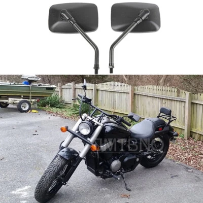 For Honda Shadow Phantom Spirit Aero ACE 750 Black Rectangle Motorcycle Mirrors - Image 1 of 4