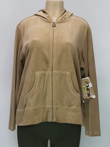 Three Hearts Women's Fleece Jacket Long Sleeve Hooded Tan Size XL - Picture 1 of 6
