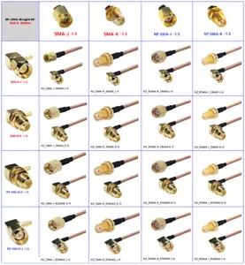 Cable de extensión macho SMA-J/K a ángulo recto 90°SMA-J/K 5~50 cm -50Ω RG316D (AWG26) - Imagen 1 de 12
