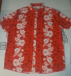 Men's Hawaiian Red Floral Short Sleeve Polo Size XXL Ann Arbor T-Shirt Co. - Picture 1 of 7