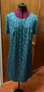 Vestido de Colección Sedoso Años 70 Hecho a Mano Cremallera Manga Corta Pliegues Grandmacore L/XL - Imagen 1 de 5