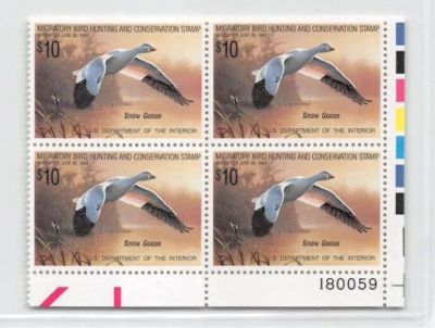 U.S Revenue Sc. #RW55 mint MNH Federal Duck stamp plate block of 4 CV $70.00 - Image 1 of 2