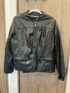 JOUJOU Womens Faux Leather Black ZIP Up Jacket Size L - Picture 1 of 9