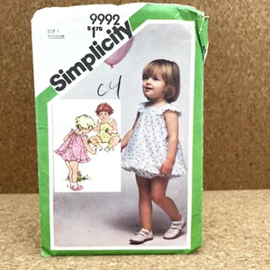 Simplicity 9992 Romper Bubble Sundress Bloomers Toddlers Size 1 Sewing Pattern - Picture 1 of 4