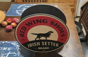Vintage Red Wing Shoes Store Display Sign Metal Double Shoe Advertising Sign 12" - Picture 1 of 7