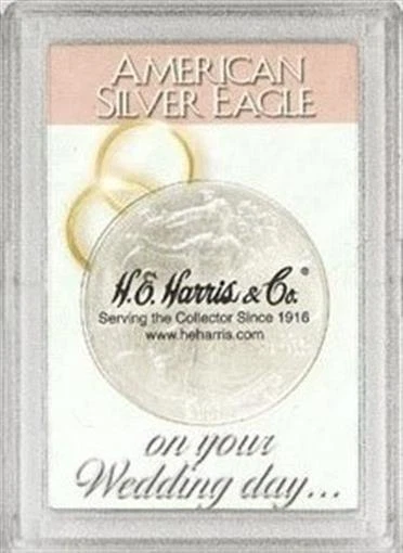 American Silver Eagle Estuche Escarchado Regalo Día de Boda 2x3 Harris Porta Monedas a Presión Foto 1 de 1