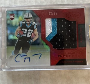 2017 Panini Certified Christian Mccaffrey 52/75 RPA Mirror Red Rookie Patch Auto - Picture 1 of 5