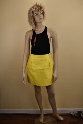 NUEVO CON ETIQUETAS MINIFALDA VERSACE AMARILLO ESTAMPADO COCODRILO CAJA ALGODÓN TALLA 38 $1390 ITALIA Foto 1 de 4