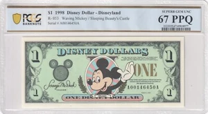 Disney Dollar AA Waving Mickey Sleeping Beauty $1 1998 R-053 PCGS Graded 67PPQ - Picture 1 of 2