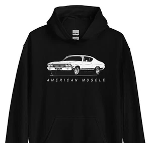 1968 Chevelle Hoodie, Mens Muscle Car Enthusiast Sweatshirt, Hooded Pullover - Picture 1 of 23