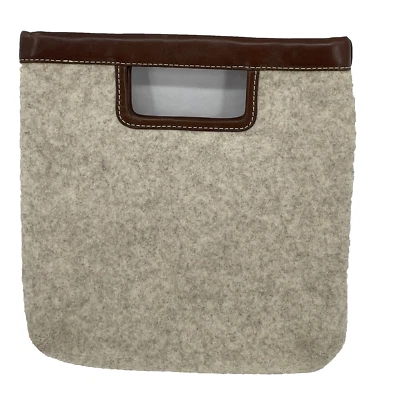 De Colección Y2K Banana Republic Cartera Cuadrada Lana Cuero Tostado Beige Bolso sin asas Foto 1 de 4