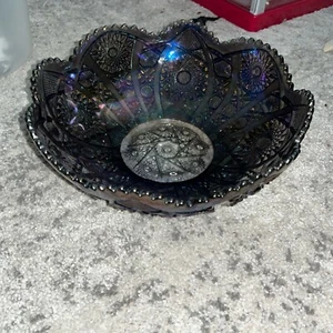 OUTSTANDING PIECE Purple AMETHYST Carnival Glass Bowl TRUE VINTAGE - Picture 1 of 7