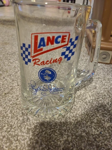 Vintage NASCAR Racing Lance Snacks Richard Petty #43 Glass Mug Beer Stein Bar Cover