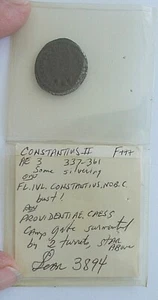 Antigua moneda de Constancio II~~~Anverso y reverso transparentes~~con tarjeta de descripción - Imagen 1 de 2