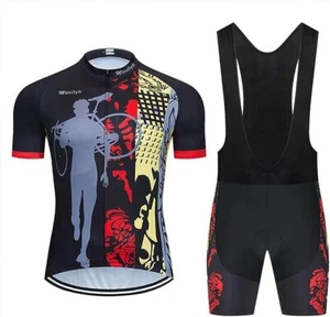(USA Seller) Men's Cycling Short Sleeve Jersey Shirt + Bib Set - Picture 1 of 4