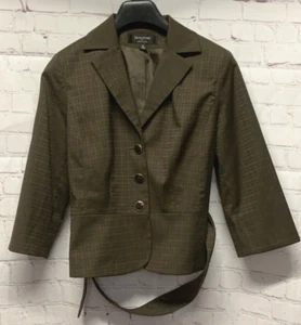 Larry Levine Size 10 Belted Brown/Olive Skirt Suit: 32" Skirt Waist - Picture 1 of 10