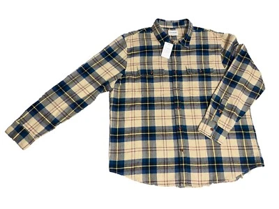 NEW Lucky Brand Flannel Western Shirt Mens XL Button Brown Blue Yellow Stripes - Image 1 of 4