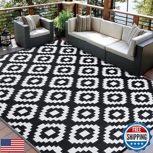 GarveeHome Outdoor Rug 10x14 Large Rug Plastic Straw Rug Waterproof Outdoor P - Picture 1 of 5