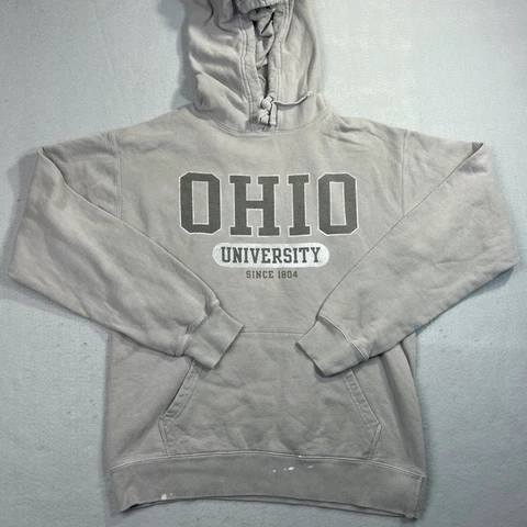 Ohio University Hoodie Adult Small Gray Long Sleeve Sweatshirt Bobcats Sweater Cover