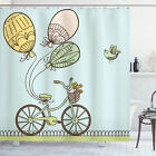 Fahrrad Duschvorhang Frühling Ballons und Vögel