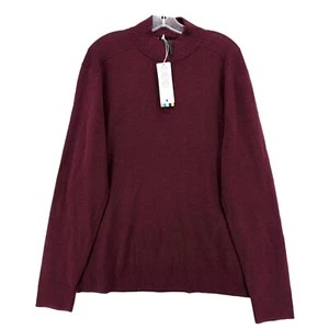 NWT SMARTWOOL Sparwood Half 1/4 Zip Sweater Poly Merino Blend Black Cherry XL - Picture 1 of 9