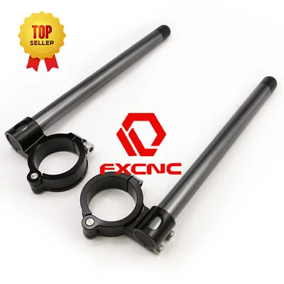 Universal Nomral 50mm Clip-Ons Manillar Manillar Clip On Billet Gris y Negro Foto 1 de 4