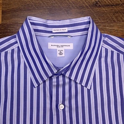 Banana Republic Slim Fit Shirt Mens Extra Large Blue Striped Button Up Italy - Image 1 of 4