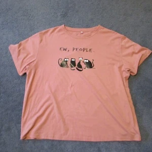 NWOT Cat Ew People 3X Pink Black Shirt Crew Neck S/S Crazy Cat Lady Shirt - Picture 1 of 2