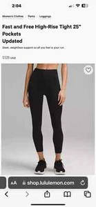 Lululemon Fast Free HR Tight 25” Black Size 16 Women’s New LEGGINGS $138 - Picture 1 of 7