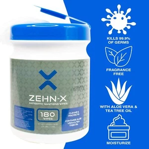 ZEHN-X 180 Count Canister Hand Wipes made with Tea Tree Oil and Aloe Vera - Picture 1 of 9