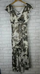 Liz Jordan 12 dress brown white print V-neck sleeveless - Picture 1 of 11