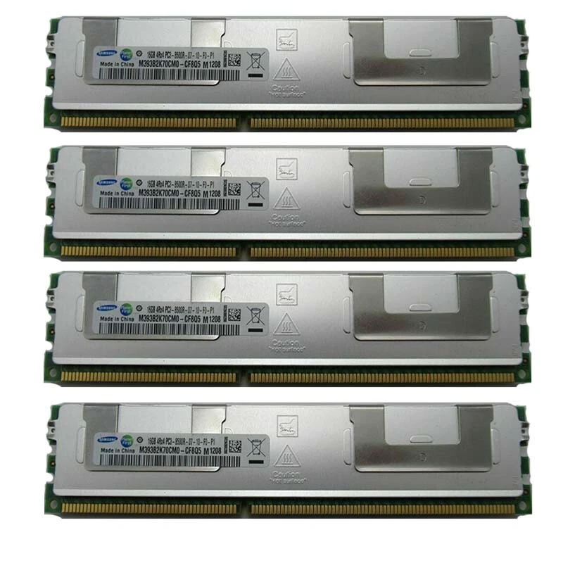 Samsung 4x16GB 4Rx4 PC3-8500R DDR3 1066Mhz 240Pin DIMM ECC SERVER Memory RAM） - Image 1 of 1