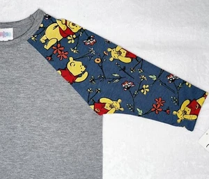 New LuLaRoe Sloan Kid Disney Winnie the Pooh Baseball T-Shirt Girls 7-8 M Flower - Picture 1 of 7
