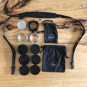 Leica Accessory Lot - Camera Strap Lens Body Caps Hood M39 M Mount Adaptor Pouch - Picture 1 of 14