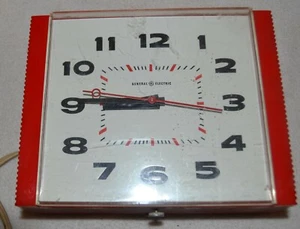 Vintage GE General Electric Red & White Alarm Clock  - Picture 1 of 7
