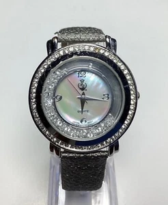 Premier Designs Womens Watch Floating Crystals MOP Gray Pebble Band New Battery - Picture 1 of 7