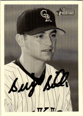 Signed Brent Butler 2001 Bowman Heritage - #148 Colorado Rockies - Image 1 of 2