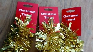 CHRISTMAS TINSEL, GOLD, 6 METRES, 3 X 2 METRE LENGTHS, BRIGHT LUXURY XMAS DECS - Picture 1 of 4