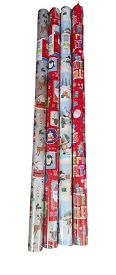 DESIGN GROUP Christmas Wrapping Paper 16m ( 4 x 4m) Gift Wrap Rolls - Cute Designs