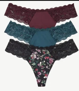 3 Pairs Joyspun Micro and  Lace Thongs Panties Size 3XL XXXL 22 Brand NEW - Picture 1 of 3
