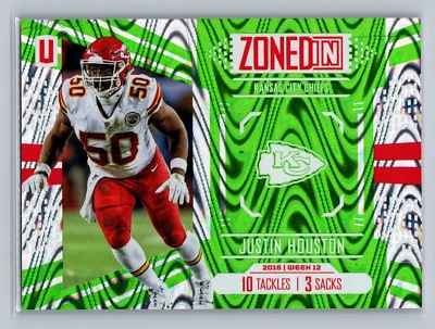 2017 Panini Unparalleled Zoned In Lime Green Swirlorama /199 Justin Houston - Image 1 of 2