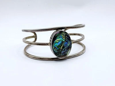 Taxco Mexico Abalone Shell Sterling Silver 925 Cuff Bracelet TA-155 - Image 1 of 3