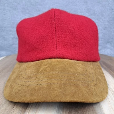Vintage Whole Earth Hat Cap Strap Back Red Felt Fleece Leather Brim Made USA - Image 1 of 4